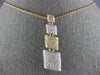 ESTATE LARGE .91CT DIAMOND 18KT TRI COLOR GOLD 3D SQUARE PAVE JOURNEY PENDANT