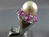 LARGE 5.10CT DIAMOND & AAA SOUTH SEA PEARL & PINK SAPPHIRE 18KT WHITE GOLD RING