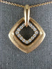 ESTATE LARGE .44CT DIAMOND 18KT ROSE GOLD 3D MATTE AND SHINY SQUARE FUN PENDANT
