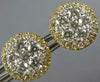 ESTATE LARGE 1.13CT DIAMOND 18K YELLOW GOLD 3D CLUSTER FLOWER HALO STUD EARRINGS