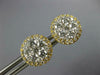 ESTATE LARGE 1.13CT DIAMOND 18K YELLOW GOLD 3D CLUSTER FLOWER HALO STUD EARRINGS