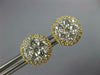ESTATE LARGE 1.13CT DIAMOND 18K YELLOW GOLD 3D CLUSTER FLOWER HALO STUD EARRINGS