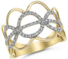 ESTATE WIDE .26CT DIAMOND 14KT YELLOW GOLD 3D CIRCLE OF LIFE FLOWER RING