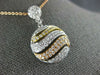 ESTATE 1.37CT DIAMOND 18KT TRI COLOR GOLD 3D CIRCULAR MULTI WAVE FUN PENDANT