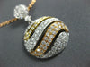 ESTATE 1.37CT DIAMOND 18KT TRI COLOR GOLD 3D CIRCULAR MULTI WAVE FUN PENDANT
