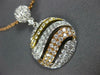 ESTATE 1.37CT DIAMOND 18KT TRI COLOR GOLD 3D CIRCULAR MULTI WAVE FUN PENDANT