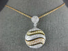 ESTATE 1.37CT DIAMOND 18KT TRI COLOR GOLD 3D CIRCULAR MULTI WAVE FUN PENDANT