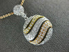 ESTATE 1.37CT DIAMOND 18KT TRI COLOR GOLD 3D CIRCULAR MULTI WAVE FUN PENDANT