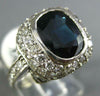 LARGE 4.50CT DIAMOND & AAA SAPPHIRE 14KT WHITE GOLD OVAL BEZEL ENGAGEMENT RING