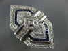 ANTIQUE EXTRA LARGE 1.95CT DIAMOND & AAA SAPPHIRE 14KT WHITE GOLD HEXAGON RING