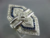 ANTIQUE EXTRA LARGE 1.95CT DIAMOND & AAA SAPPHIRE 14KT WHITE GOLD HEXAGON RING