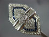 ANTIQUE EXTRA LARGE 1.95CT DIAMOND & AAA SAPPHIRE 14KT WHITE GOLD HEXAGON RING