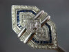 ANTIQUE EXTRA LARGE 1.95CT DIAMOND & AAA SAPPHIRE 14KT WHITE GOLD HEXAGON RING