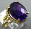 ESTATE 4.35CT DIAMOND & AAA AMETHYST 14KT YELLOW GOLD 3D OVAL HALO FUN RING