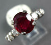 ESTATE LARGE 2.58CT DIAMOND & AAA RUBY PLATINUM 3D OVAL & ROUND ENGAGEMENT RING