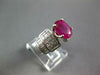 LARGE 4.55CT DIAMOND & AAA RUBY 14KT WHITE GOLD OVAL INVISIBLE ENGAGEMENT RING