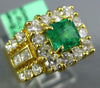 LARGE 2.80CT DIAMOND & AAA EMERALD 18KT YELLOW GOLD SQUARE HALO ENGAGEMENT RING