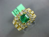 LARGE 2.80CT DIAMOND & AAA EMERALD 18KT YELLOW GOLD SQUARE HALO ENGAGEMENT RING