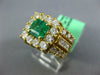 LARGE 2.80CT DIAMOND & AAA EMERALD 18KT YELLOW GOLD SQUARE HALO ENGAGEMENT RING
