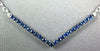 ESTATE .63CT AAA SAPPHIRE 18KT WHITE GOLD 3D CLASSIC V SHAPE NECKLACE