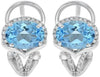 3.0CT DIAMOND & AAA BLUE TOPAZ 14KT WHITE GOLD 3D OVAL CLIP ON HANGING EARRINGS