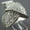 ESTATE LARGE 1.0CT DIAMOND 14KT WHITE GOLD MULTI ROW LOVE KNOT V SHAPE FUN RING