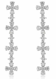 ESTATE 1.28CT DIAMOND 14KT WHITE GOLD 3D MULTI FLOWER FUN HANGING EARRINGS