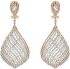 EXTRA LARGE 7.50CT DIAMOND 18KT WHITE & ROSE GOLD 3D TEAR DROP HANGING EARRINGS