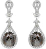 EXTRA LARGE 11.83CT WHITE & MOCHA DIAMOND 18KT WHITE GOLD OVAL HANGING EARRINGS