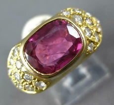 WIDE 3.90CT DIAMOND & AAA RUBY 18KT YELLOW GOLD BEZEL HEART LOVE ENGAGEMENT RING
