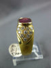WIDE 3.90CT DIAMOND & AAA RUBY 18KT YELLOW GOLD BEZEL HEART LOVE ENGAGEMENT RING