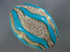 EXTRA LARGE 2.50CT DIAMOND & AAA TURQUOISE 18KT YELLOW GOLD MULTI ROW WAVE RING