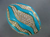 EXTRA LARGE 2.50CT DIAMOND & AAA TURQUOISE 18KT YELLOW GOLD MULTI ROW WAVE RING