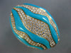 EXTRA LARGE 2.50CT DIAMOND & AAA TURQUOISE 18KT YELLOW GOLD MULTI ROW WAVE RING