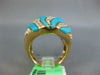 EXTRA LARGE 2.50CT DIAMOND & AAA TURQUOISE 18KT YELLOW GOLD MULTI ROW WAVE RING