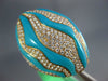 EXTRA LARGE 2.50CT DIAMOND & AAA TURQUOISE 18KT YELLOW GOLD MULTI ROW WAVE RING