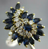 LARGE 4.50CT DIAMOND SAPPHIRE 14K YELLOW GOLD ROUND & MARQUISE SWIRL FLOWER RING