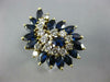 LARGE 4.50CT DIAMOND SAPPHIRE 14K YELLOW GOLD ROUND & MARQUISE SWIRL FLOWER RING