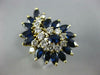 LARGE 4.50CT DIAMOND SAPPHIRE 14K YELLOW GOLD ROUND & MARQUISE SWIRL FLOWER RING