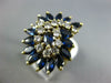 LARGE 4.50CT DIAMOND SAPPHIRE 14K YELLOW GOLD ROUND & MARQUISE SWIRL FLOWER RING