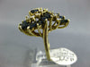 LARGE 4.50CT DIAMOND SAPPHIRE 14K YELLOW GOLD ROUND & MARQUISE SWIRL FLOWER RING