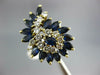LARGE 4.50CT DIAMOND SAPPHIRE 14K YELLOW GOLD ROUND & MARQUISE SWIRL FLOWER RING