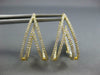 LARGE 1.15CT DIAMOND 18K YELLOW GOLD DOUBLE V INSIDE OUT HUGGIE HANGING EARRINGS