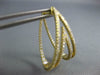 LARGE 1.15CT DIAMOND 18K YELLOW GOLD DOUBLE V INSIDE OUT HUGGIE HANGING EARRINGS