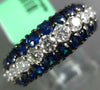 ESTATE WIDE 3.70CT DIAMOND & AAA SAPPHIRE 18KT WHITE GOLD 3 ROW ANNIVERSARY RING