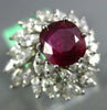 ESTATE LARGE 2.35CT DIAMOND & AAA RUBY PLATINUM CUSHION & MARQUISE FLOWER RING