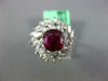 ESTATE LARGE 2.35CT DIAMOND & AAA RUBY PLATINUM CUSHION & MARQUISE FLOWER RING