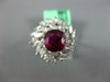ESTATE LARGE 2.35CT DIAMOND & AAA RUBY PLATINUM CUSHION & MARQUISE FLOWER RING