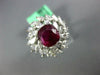 ESTATE LARGE 2.35CT DIAMOND & AAA RUBY PLATINUM CUSHION & MARQUISE FLOWER RING