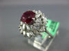 ESTATE LARGE 2.35CT DIAMOND & AAA RUBY PLATINUM CUSHION & MARQUISE FLOWER RING